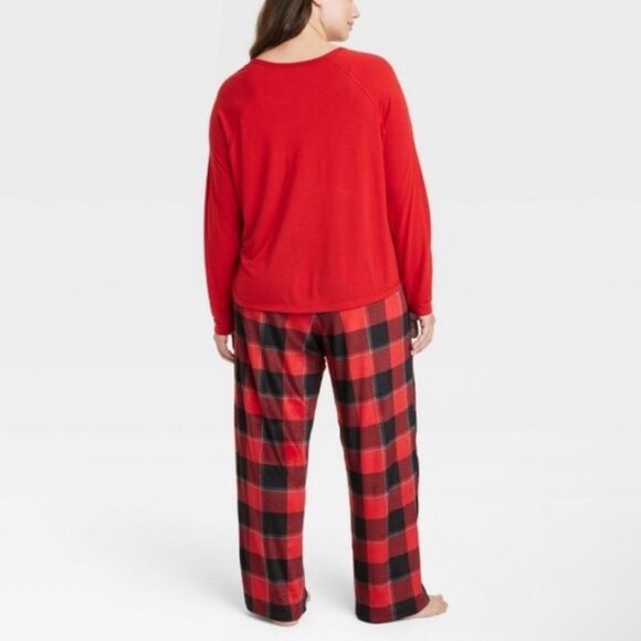 Stars Above Red Black Plaid Pajama Gift Set PJs XL - Picture 2 of 7